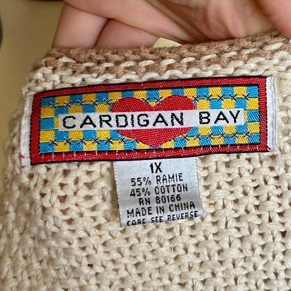 ☾ Vintage RARE hand-knit harvest scene fall graphic cardigan (cotton / ramie) - Picture 7 of 8